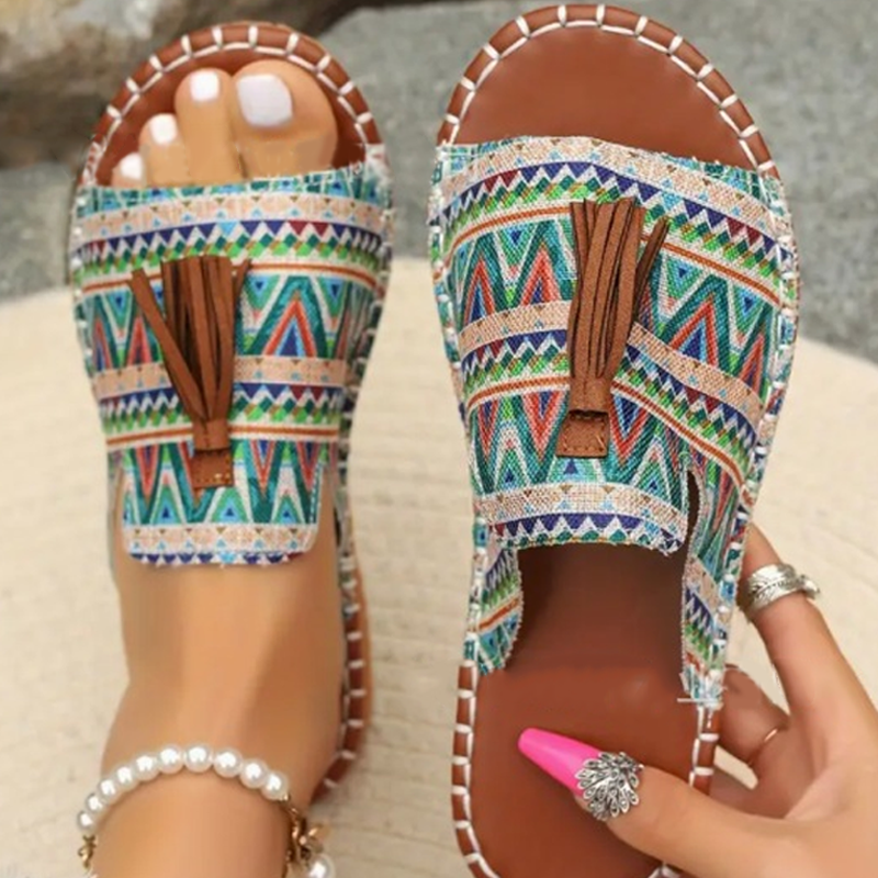 Ester - Trendiga Boho-Sandaler med Mönster för Dam